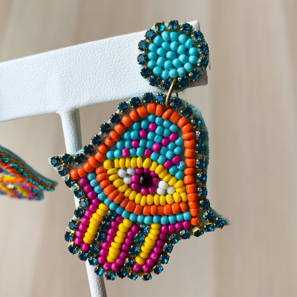Hamsa Hand Eye Drop Earrings